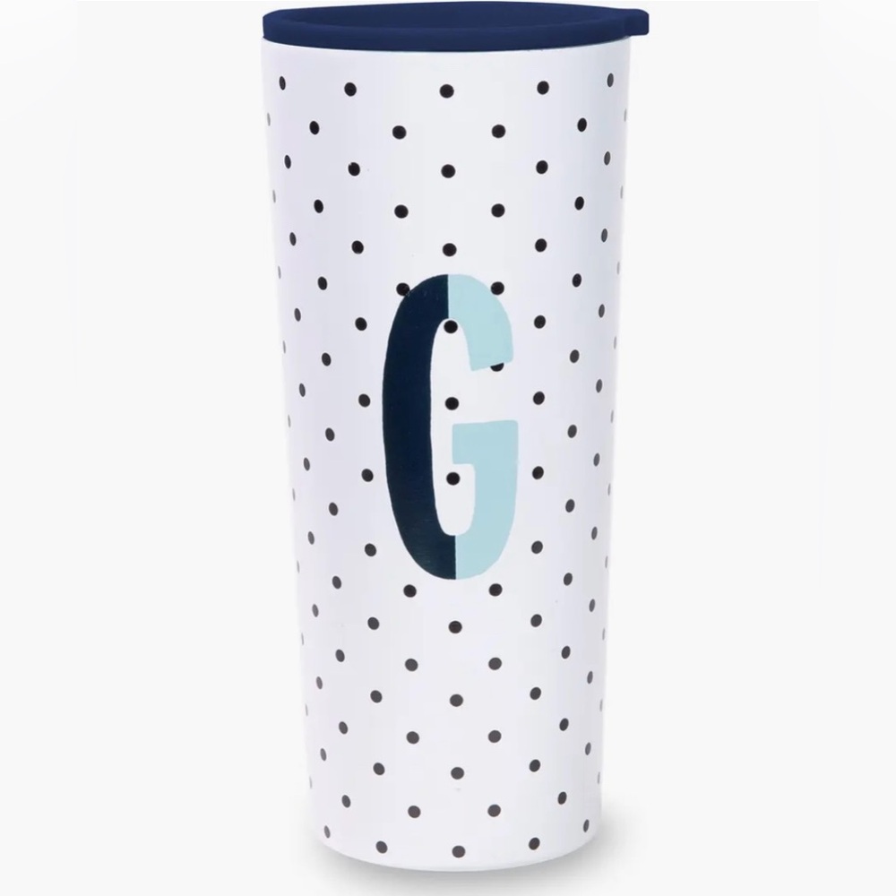 KATE SPADE Sparks of Joy Stainless Steel Tumbler 24 Oz Initial G - NEW!